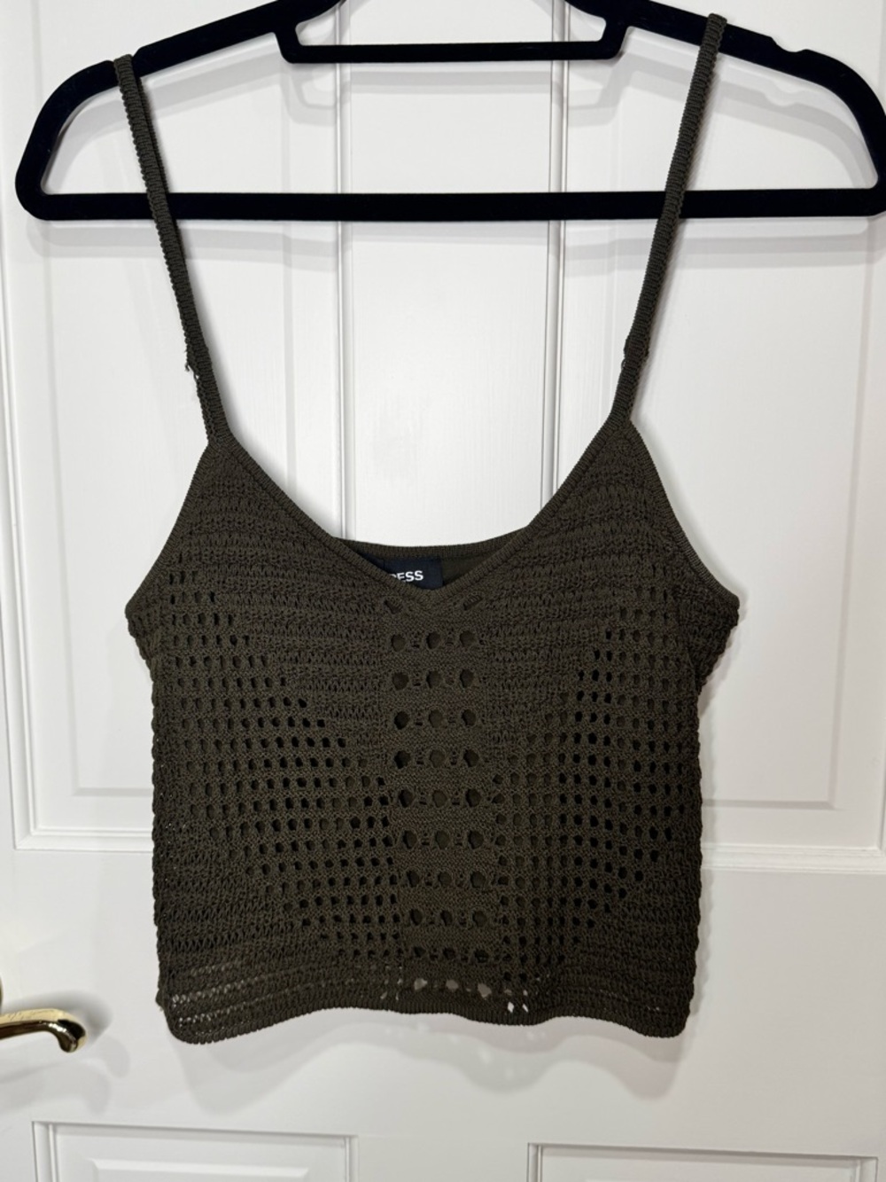 Express Crochet Knit Tank Top Olive Green Size S